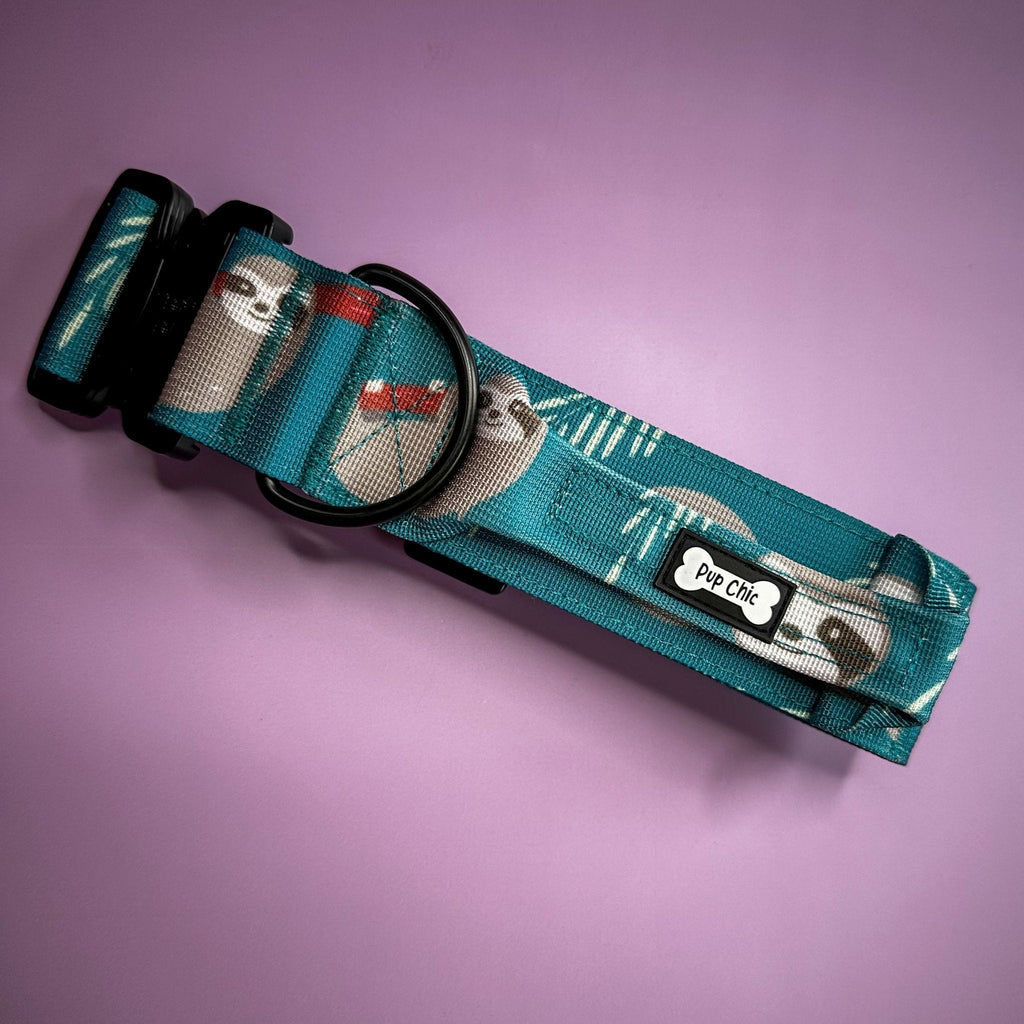 Lazy Sloth Tactical Dog Collar with Handle for Large Dogs