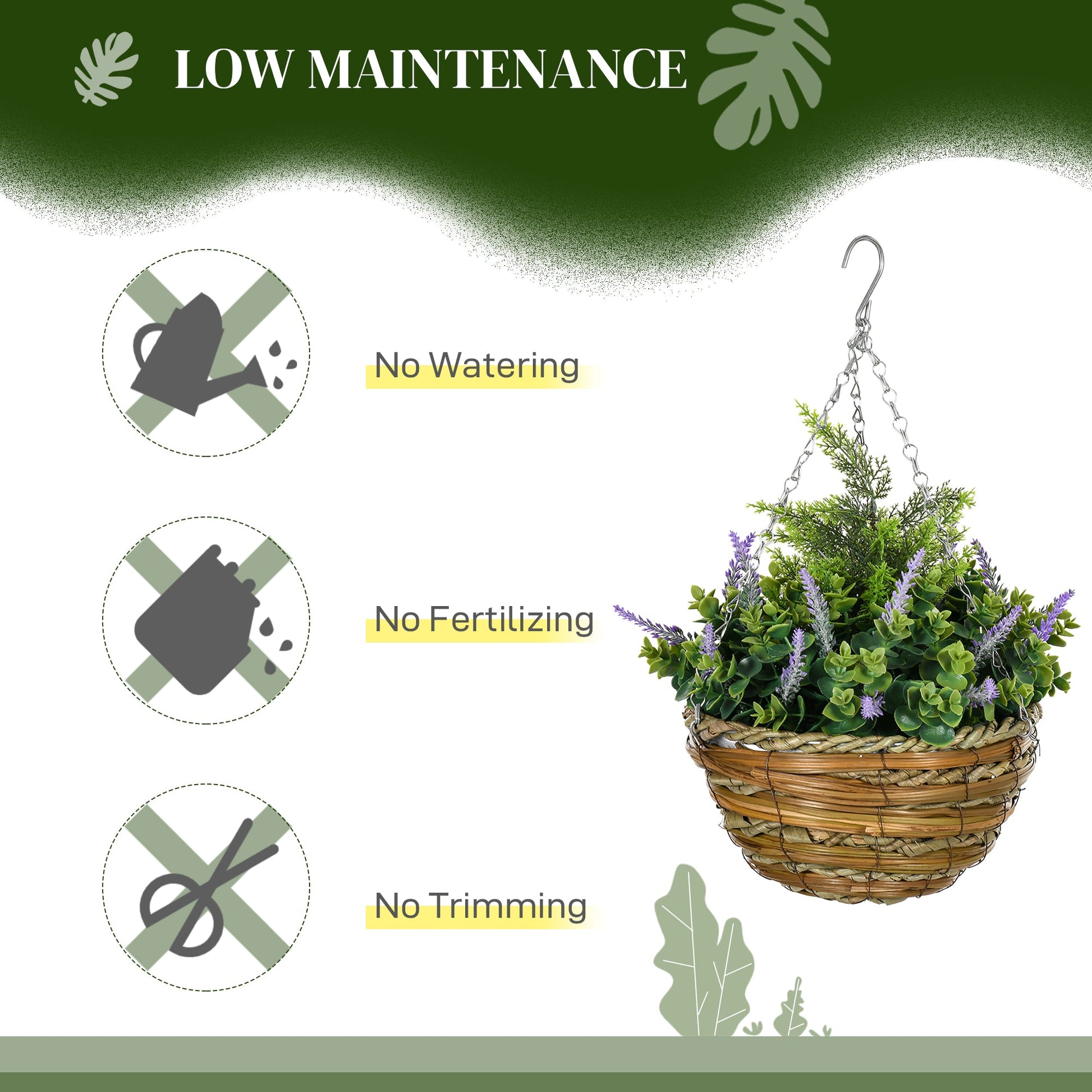 Purple Lisianthus Artificial Flower Hanging Planter Basket, Set of Two