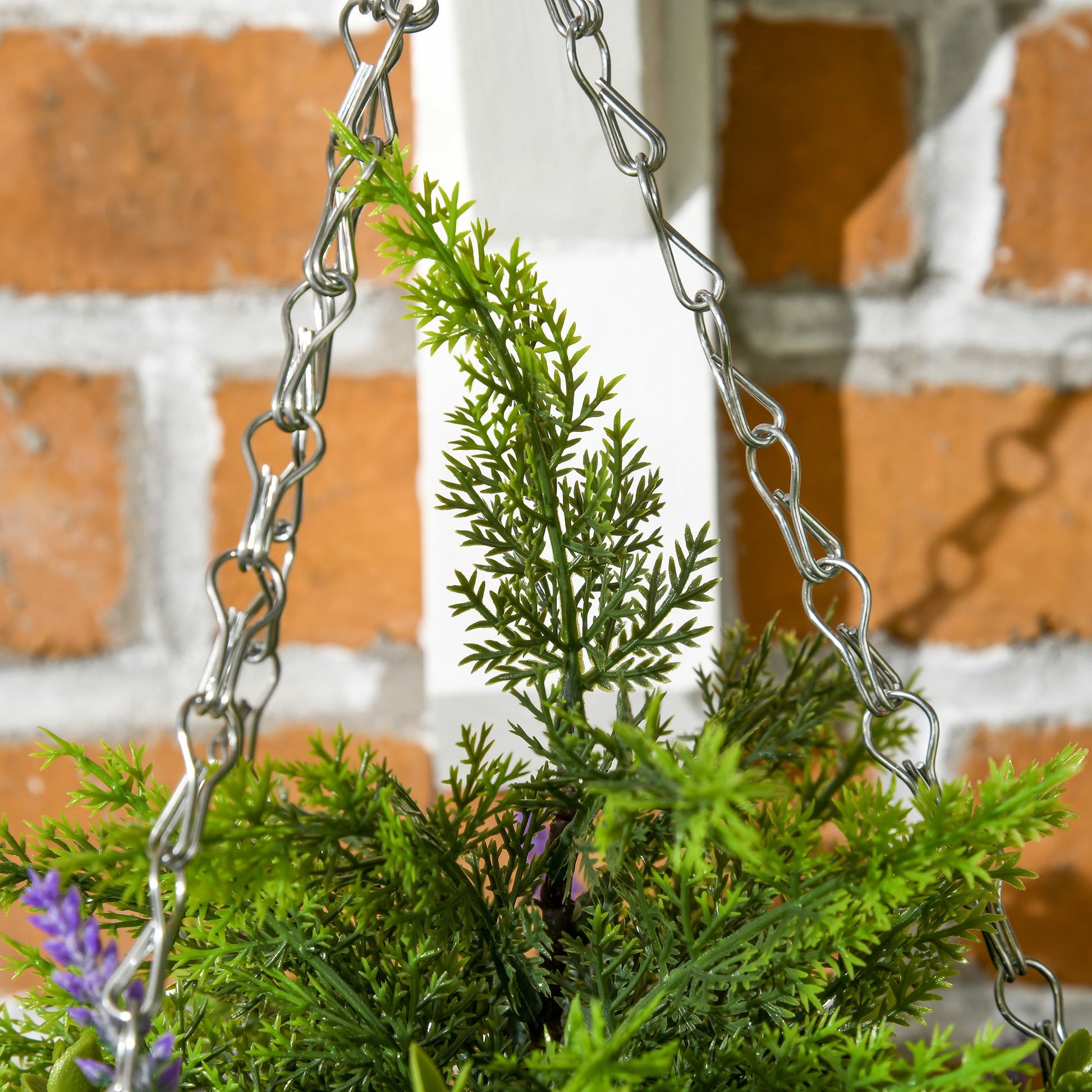 Purple Lisianthus Artificial Flower Hanging Planter Basket, Set of Two