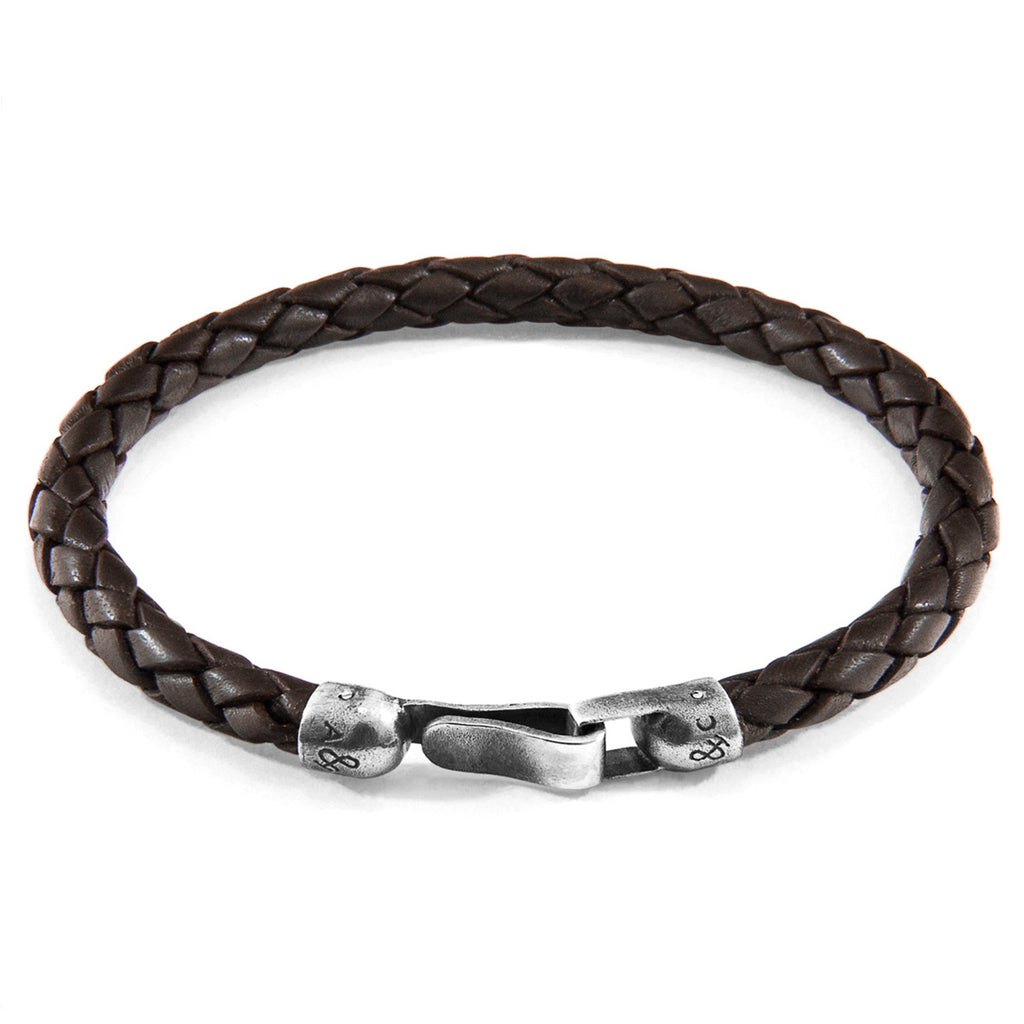 Discover Elegance with the Silver and Braided Leather Bracelet by ANCHOR & CREW at www.brixbailey.com