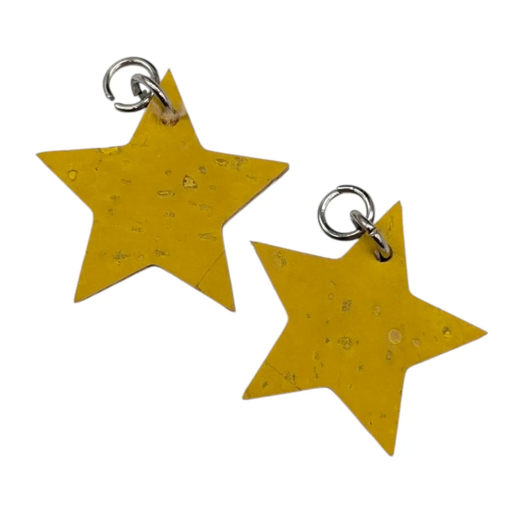 Lemon Yellow and Pale Blue Mini Star Cork Charms