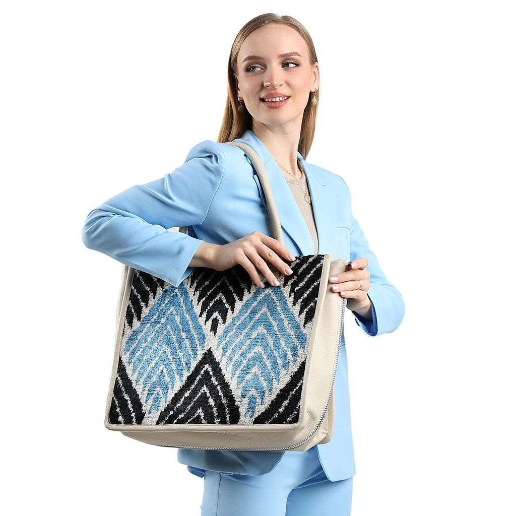 Luxurious Silk & Leather Tote Bag by Jkel – Spacious & Handmade by Jkel at www.brixbailey.com