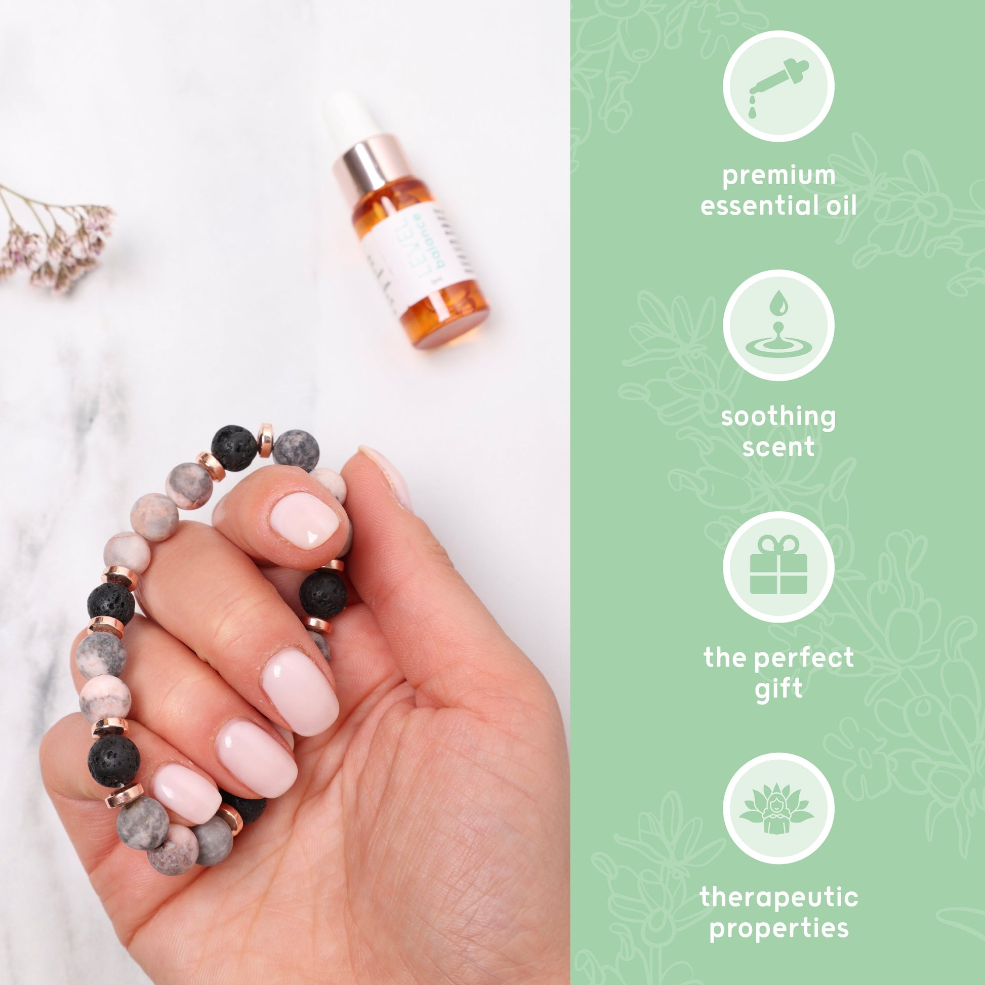 Lava Bead Aromatherapy Bracelet with Essential Oil Balance