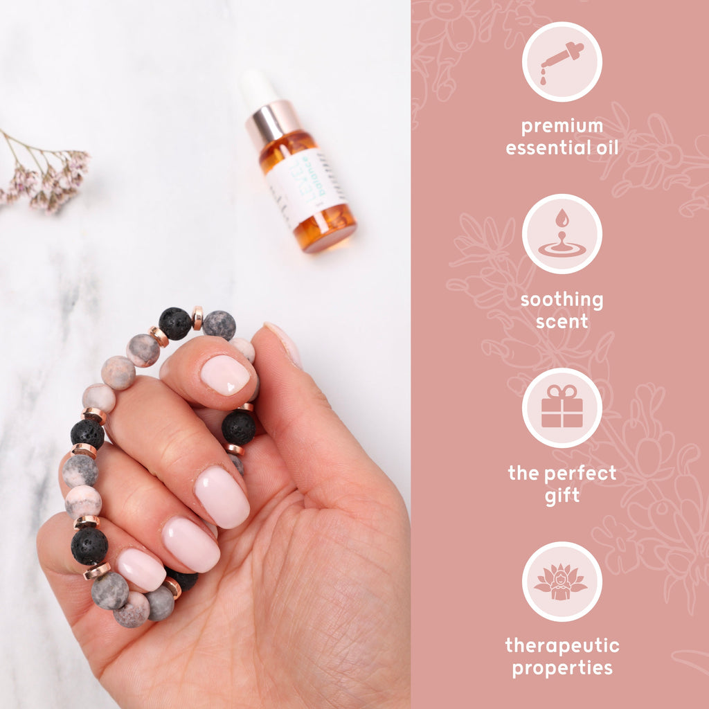 Lava Bead Aromatherapy Bracelet with Essential Oil Happiness