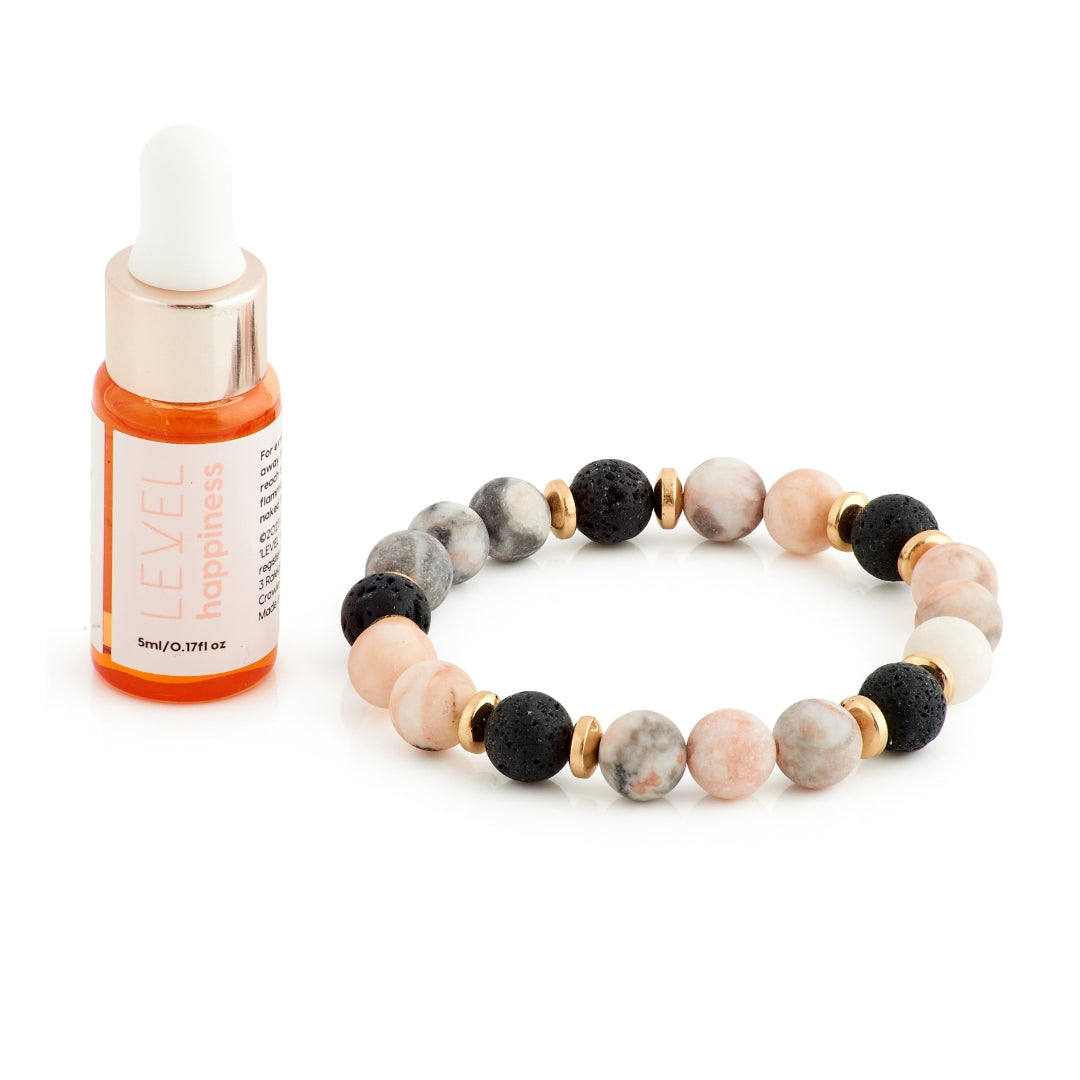 Lava Bead Aromatherapy Bracelet with Essential Oil Happiness