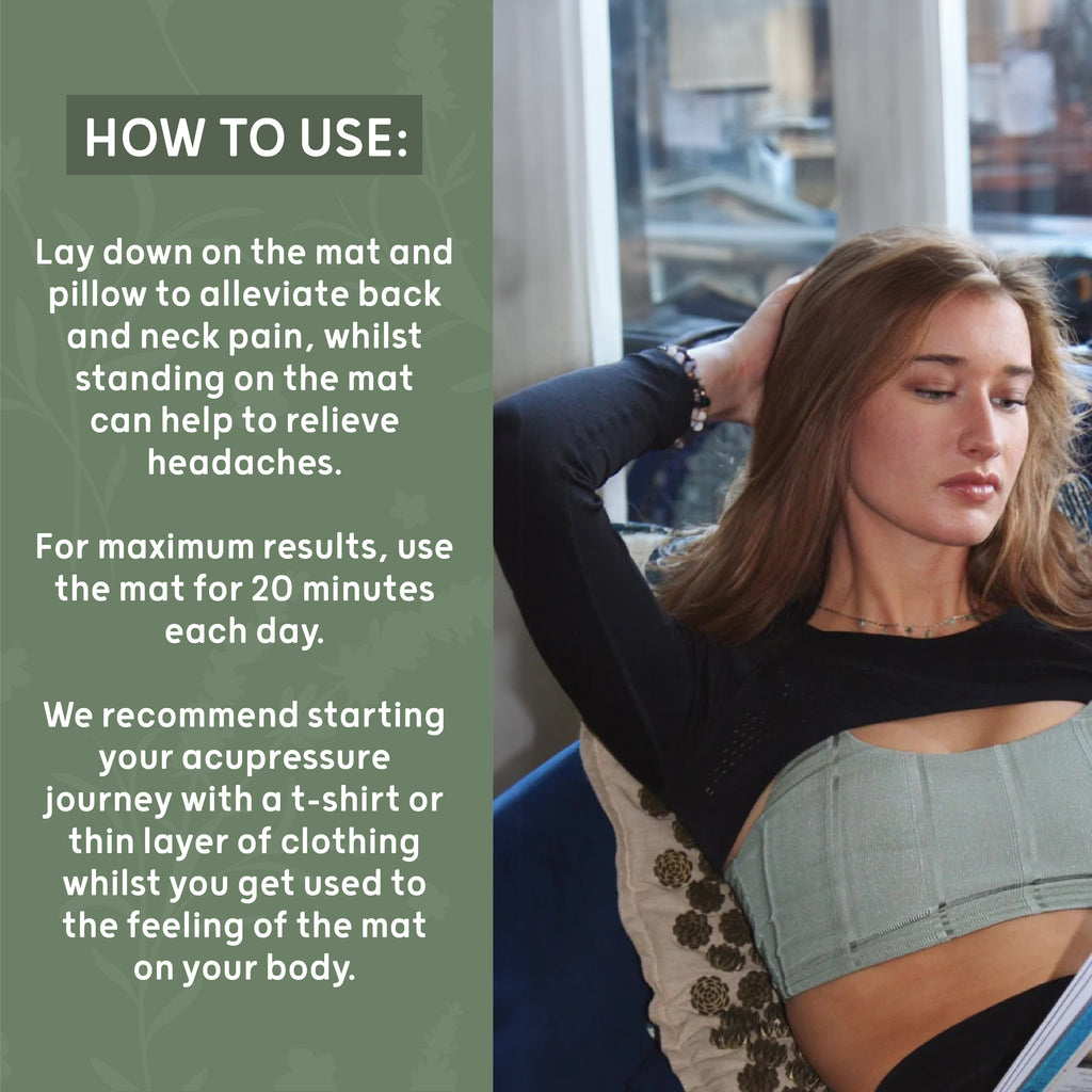 Premium Linen and Coconut Acupressure Mat and Pillow with Carry Bag