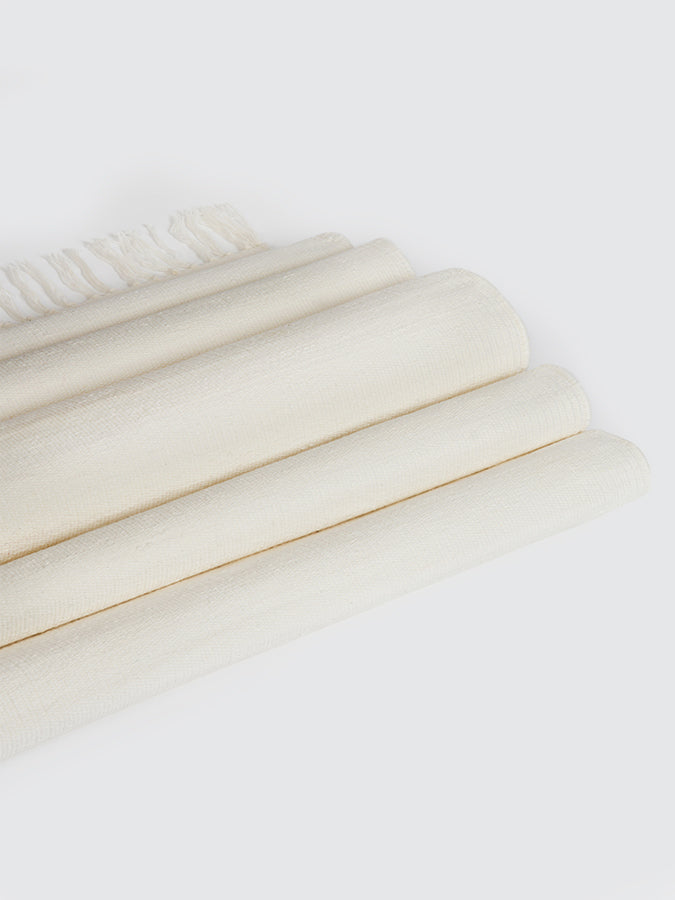 Organic Cotton Yoga Mat Rug in Natural White