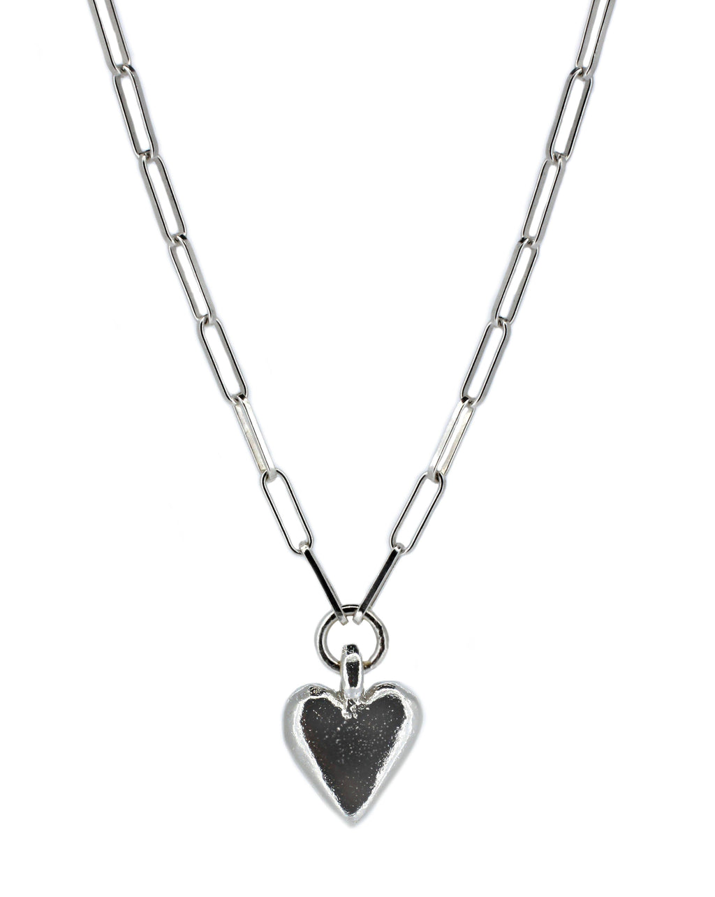Large Heart Trace Chain Necklace in Sterling Silver