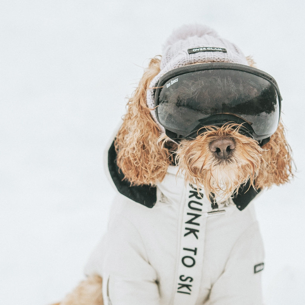 White Zip Up Puffer Ski Jacket with Embroidered Slogan