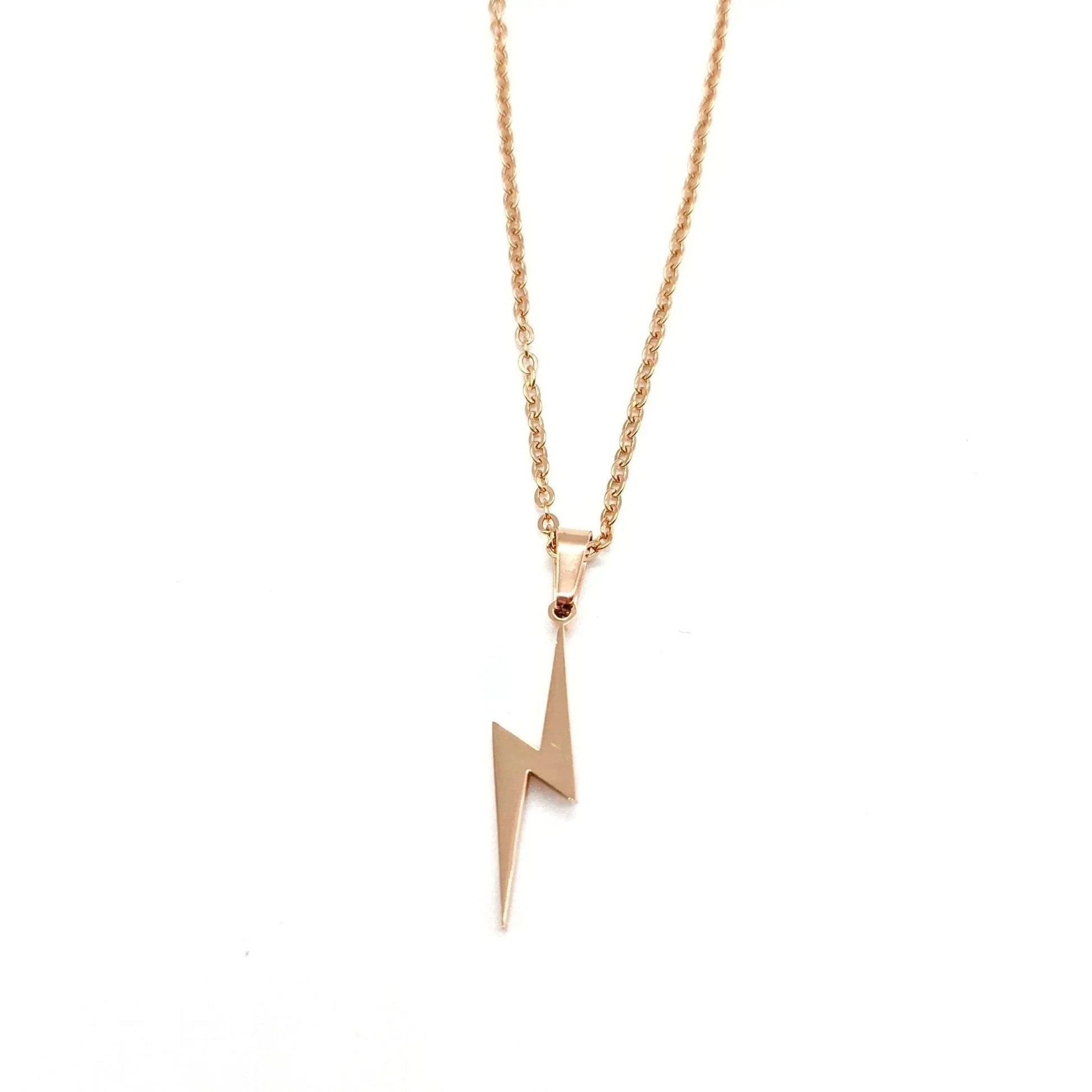 Lightning Bolt Necklace in Gold Silver and Rose Gold