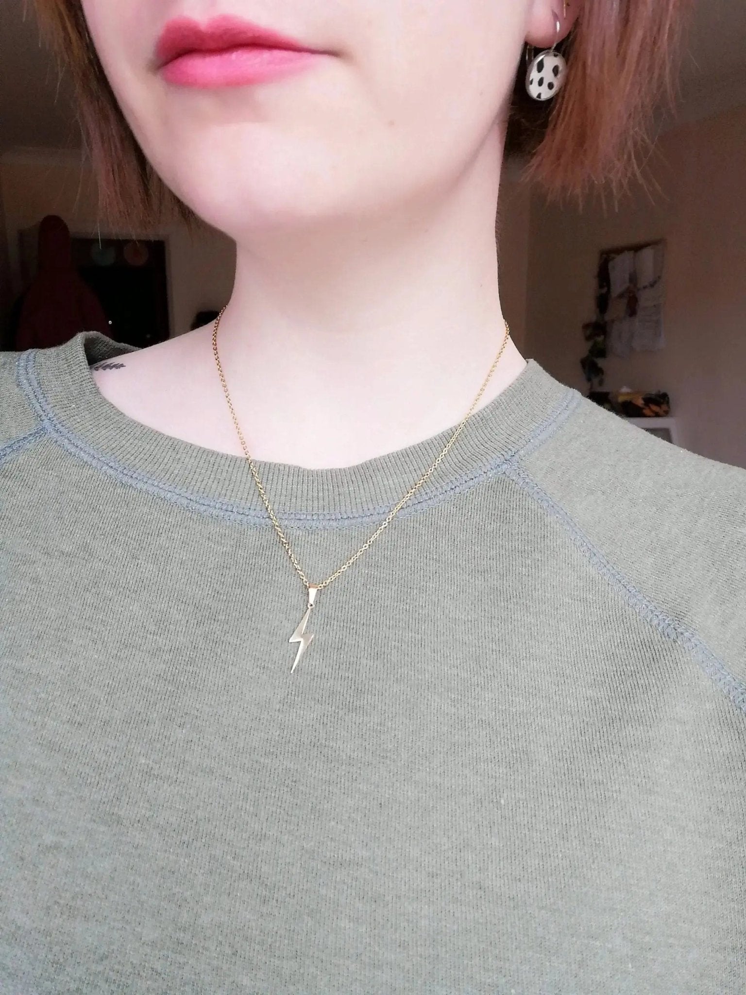 Lightning Bolt Necklace in Gold Silver and Rose Gold