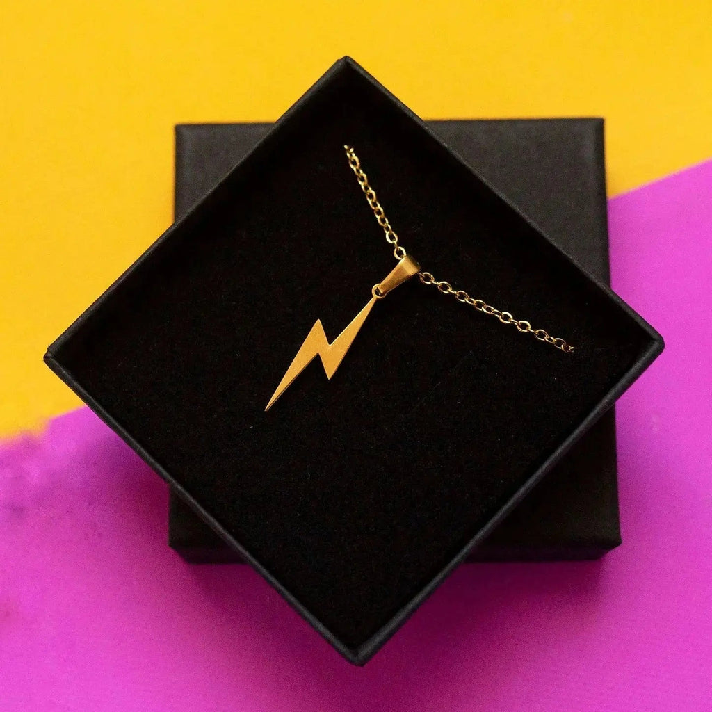 Lightning Bolt Necklace in Gold Silver and Rose Gold