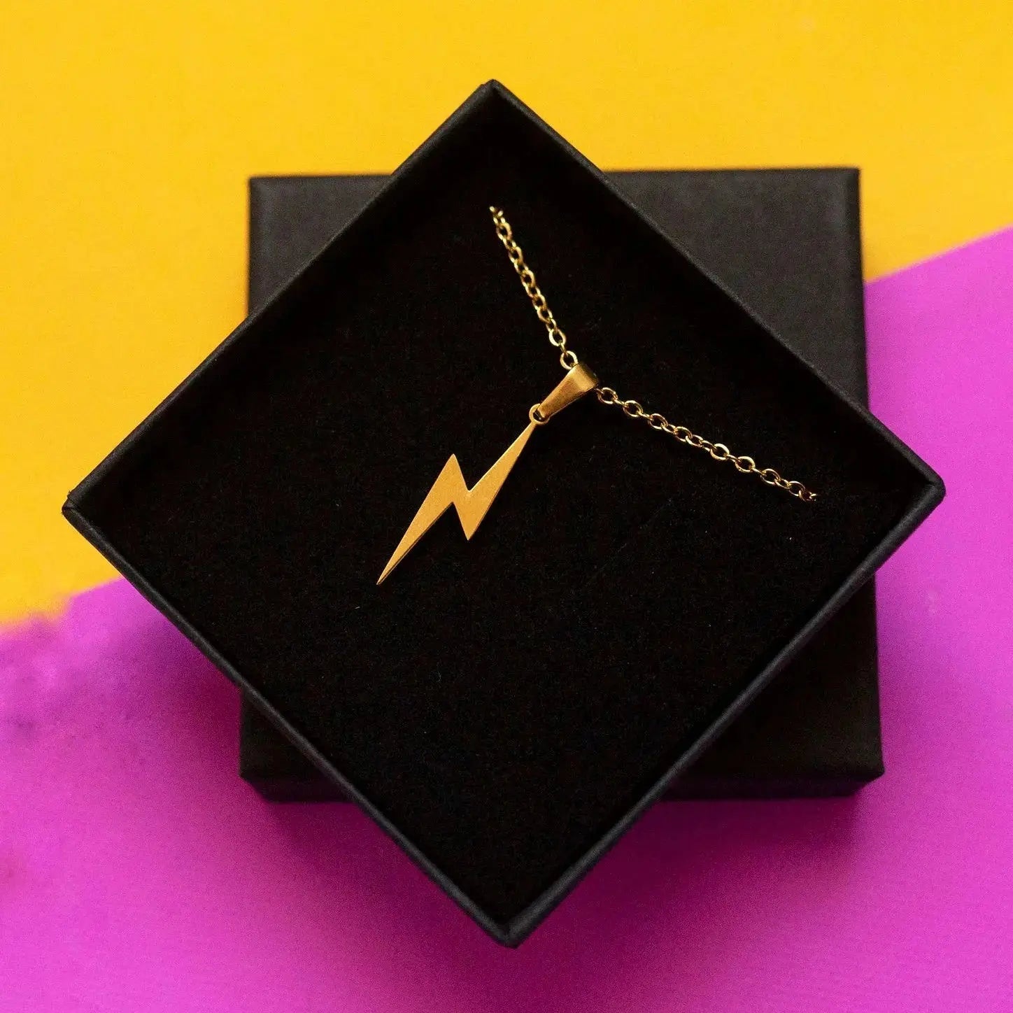 Lightning Bolt Necklace in Gold Silver and Rose Gold