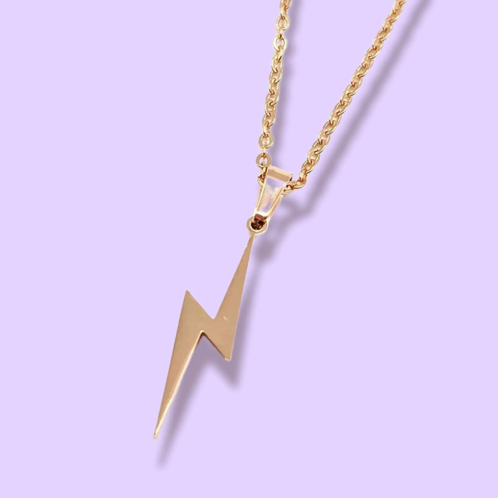 Lightning Bolt Necklace in Gold Silver and Rose Gold