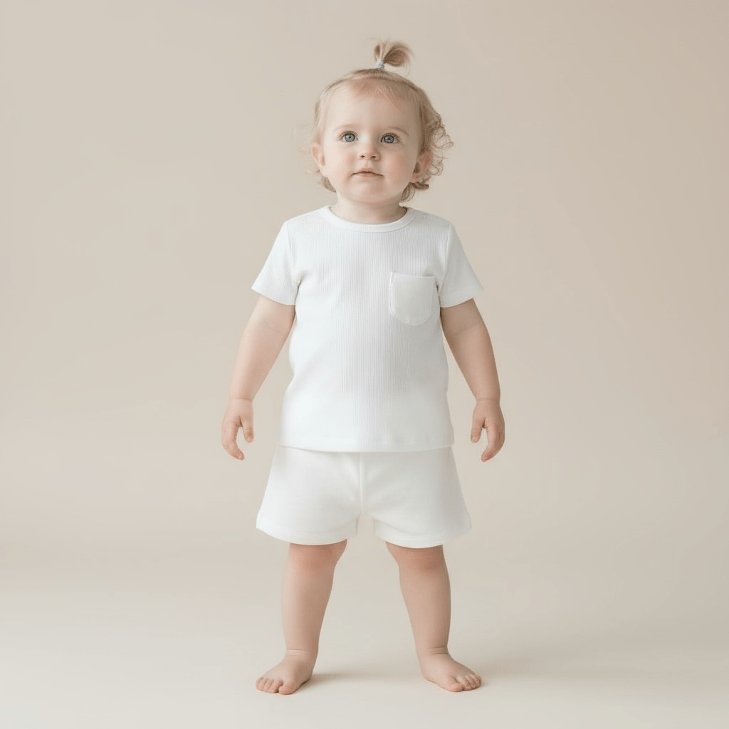 Lightweight Ribbed Cotton Pocket T-Shirt for Kids