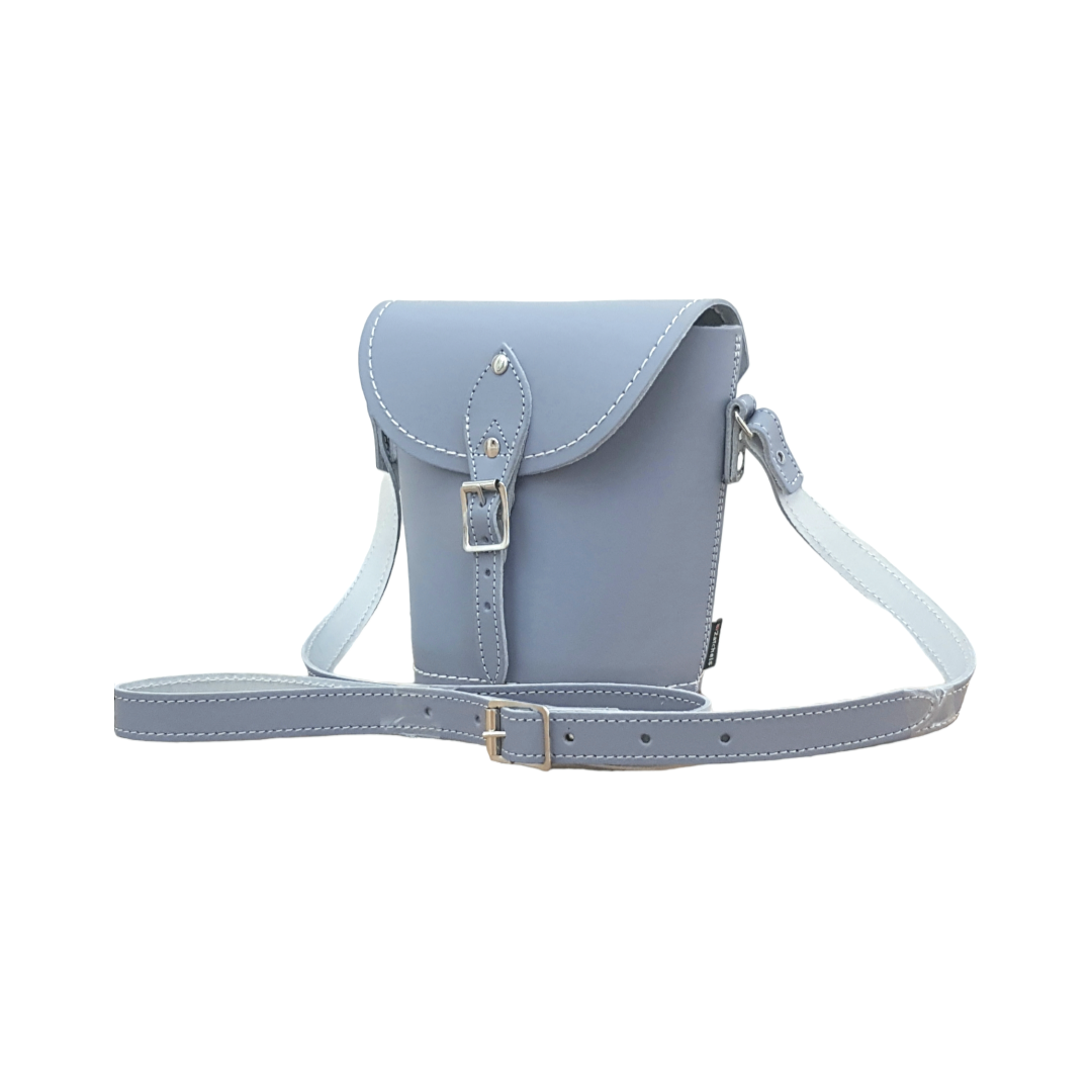 Handmade Leather Barrel Bag in Lilac Grey