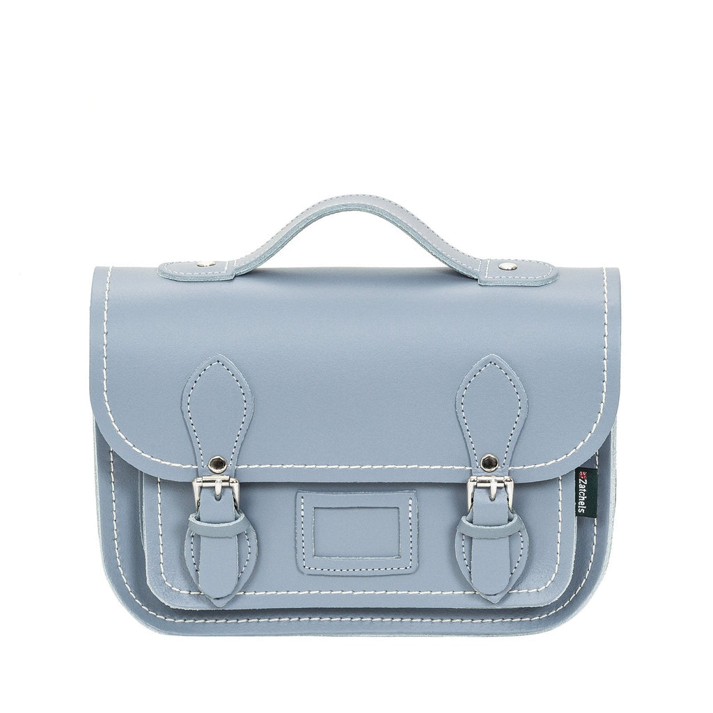 Leather Midi Satchel in Lilac Grey