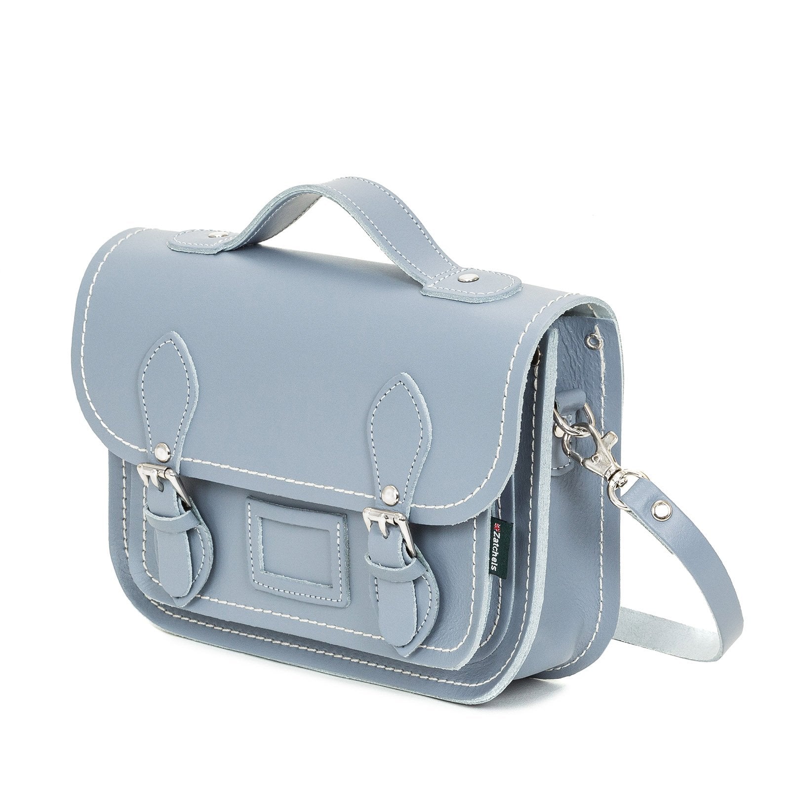 Leather Midi Satchel in Lilac Grey