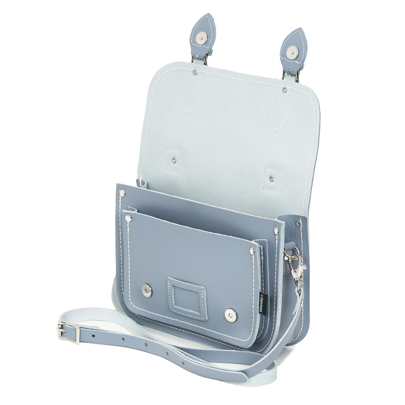 Leather Midi Satchel in Lilac Grey