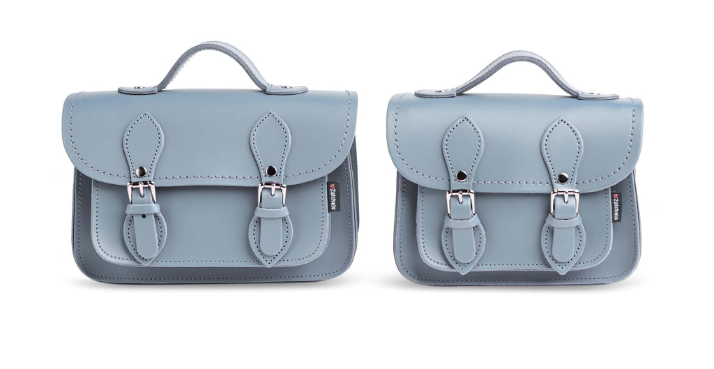 Handmade Leather Micro Satchel in Lilac Grey