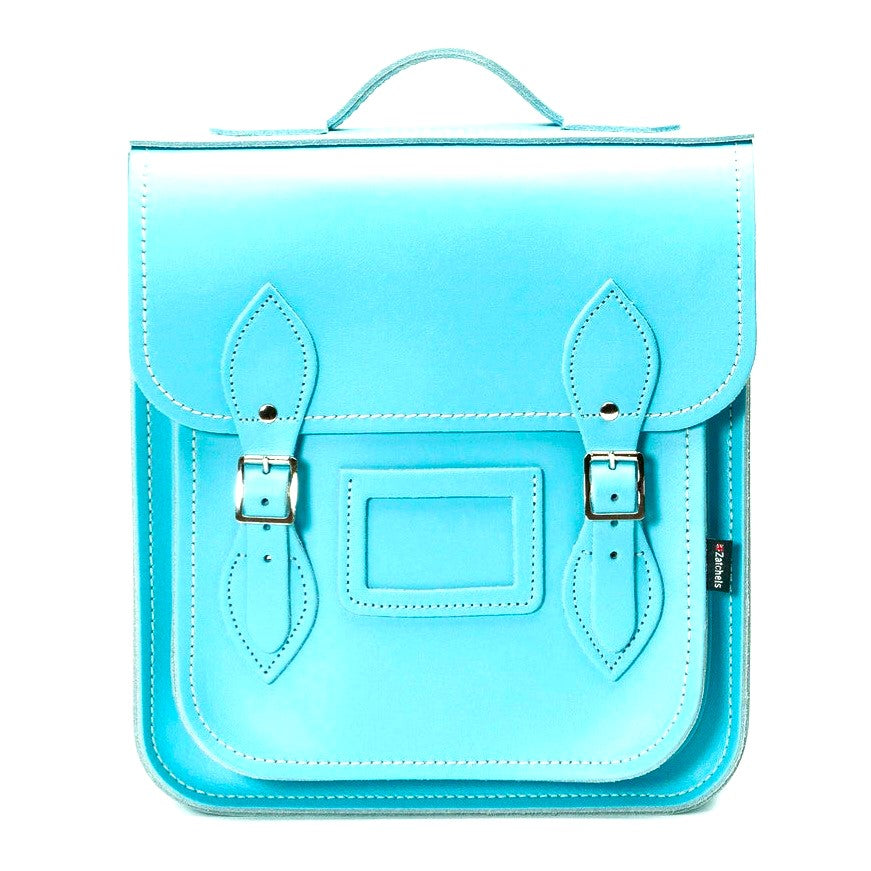 Handmade Leather City Backpack in Limpet Shell Blue