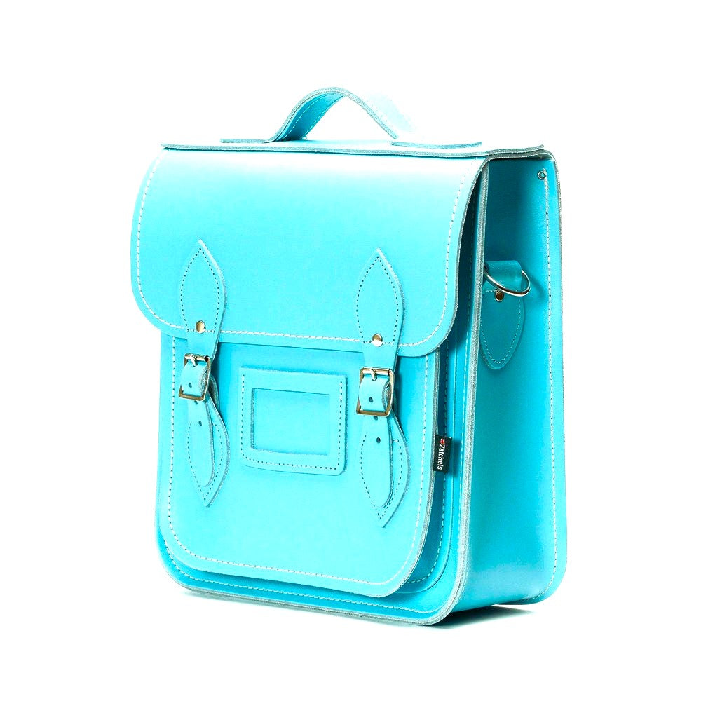 Handmade Leather City Backpack in Limpet Shell Blue