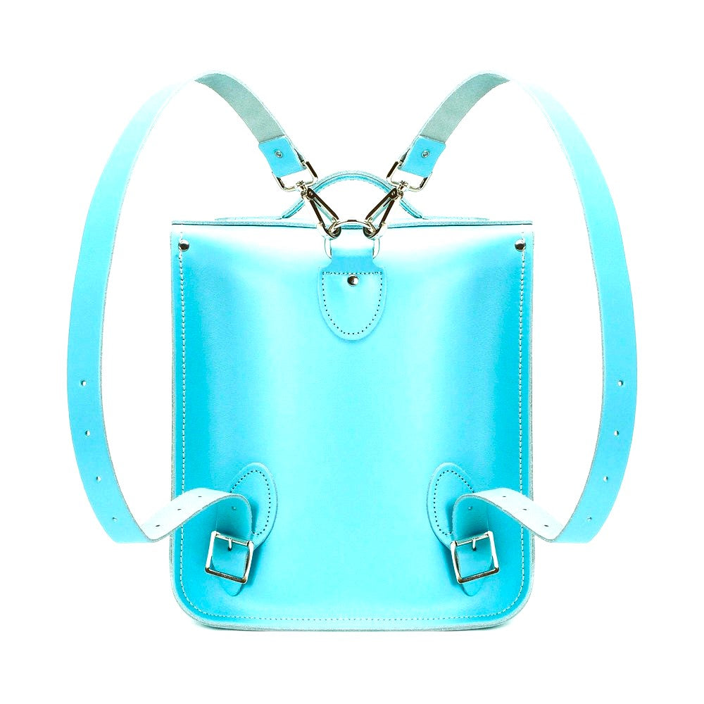 Handmade Leather City Backpack in Limpet Shell Blue