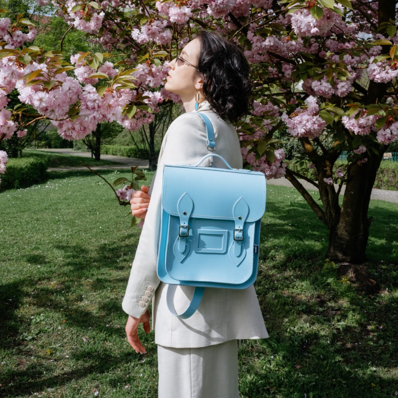 Handmade Leather City Backpack in Limpet Shell Blue