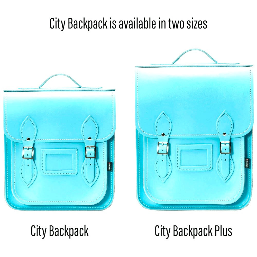 Handmade Leather City Backpack in Limpet Shell Blue