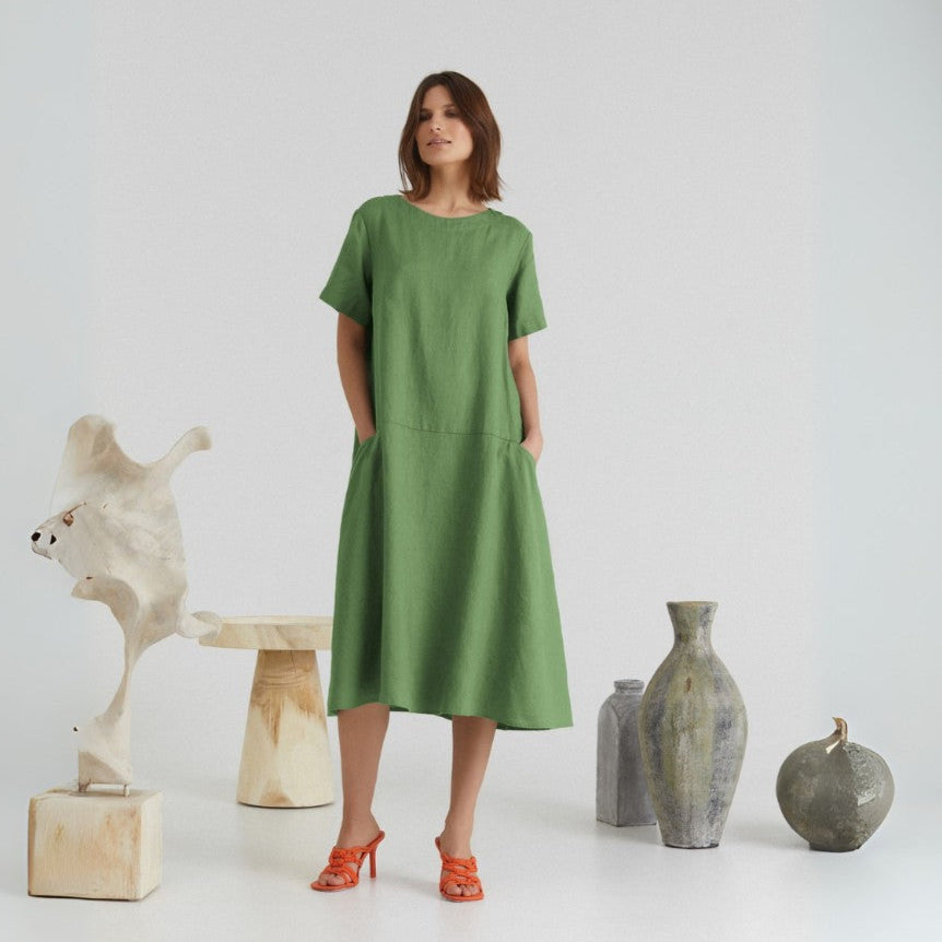Linen Speedwell Dress - Green