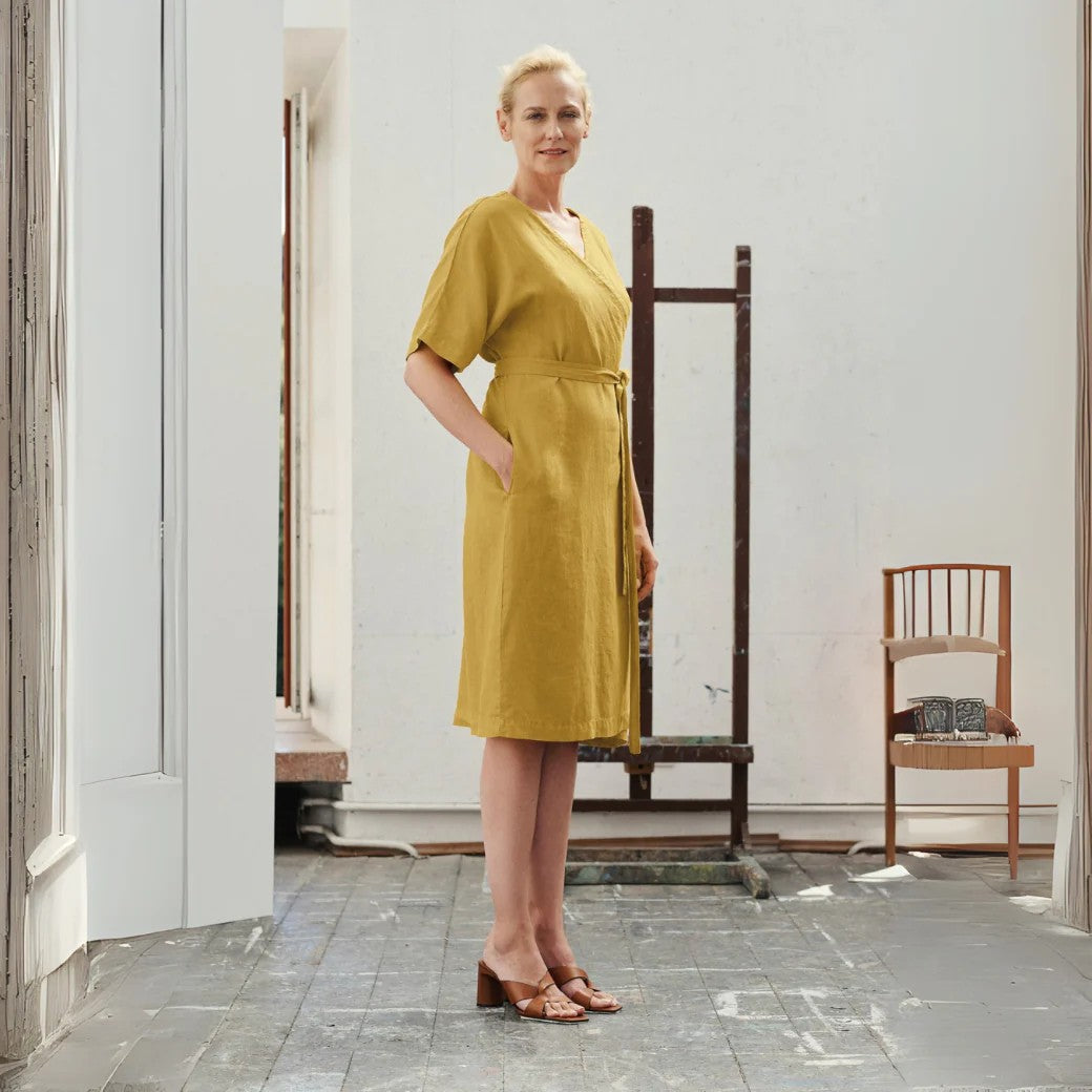 Embrace Elegance with the Versatile Vine Wrap Dress by Linen Tales at www.brixbailey.com
