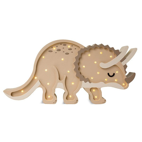 elegant triceratops dino lamp casting a warm, refined glow in a child's bedroom