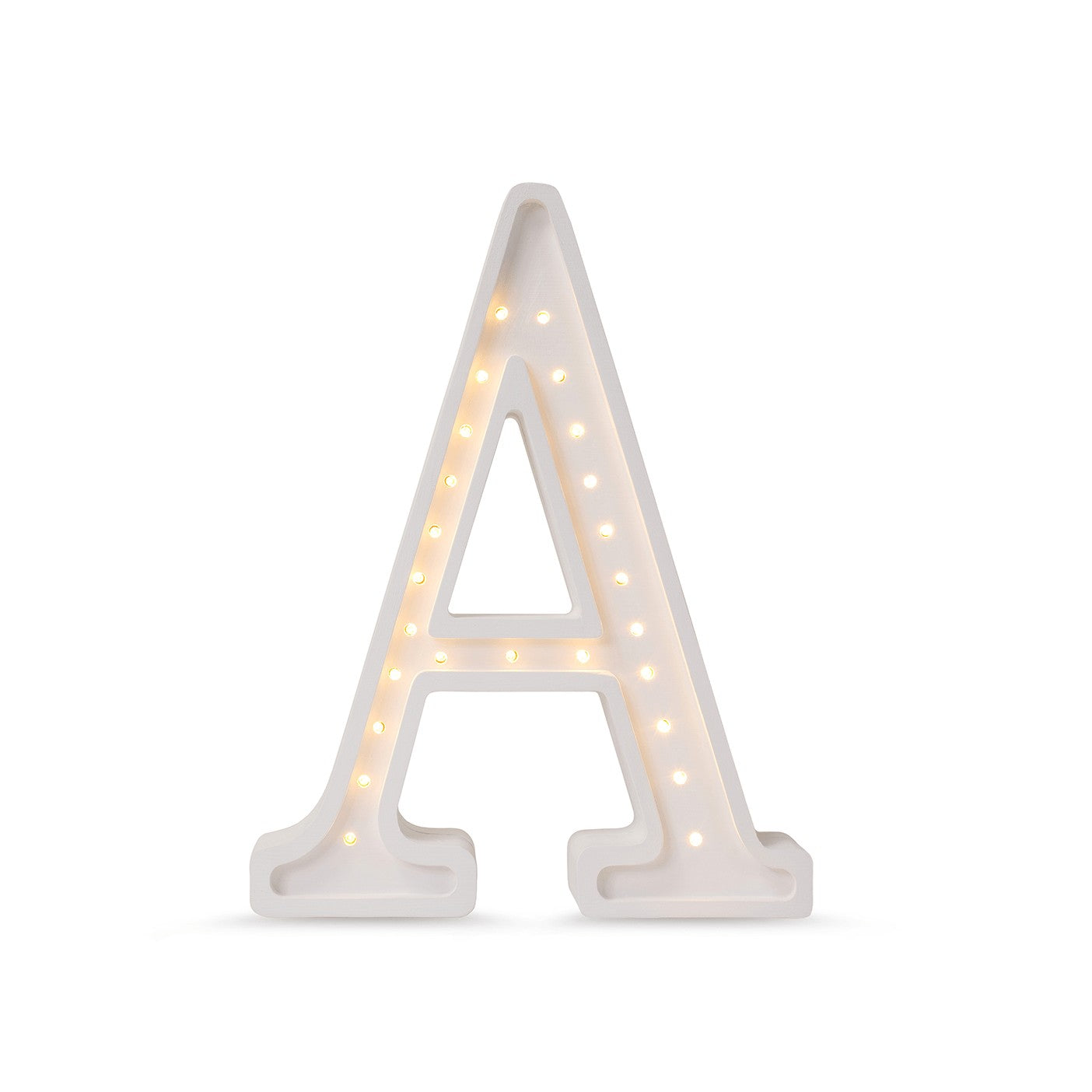 softly glowing personalized letter a lamp casting a warm, cozy light in a child's peaceful bedroom