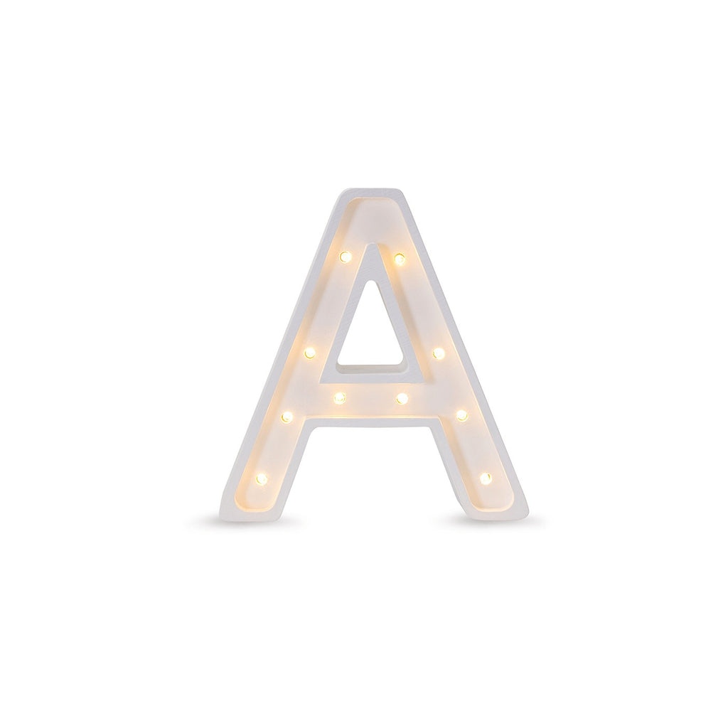 bold personalized letter a lamp glowing warmly in a modern childs bedroom