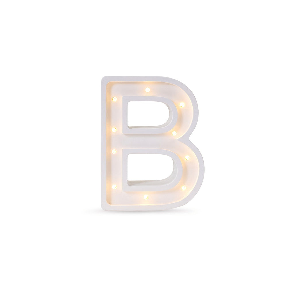 bold little lights letter b lamp glowing warmly in a child's modern nursery