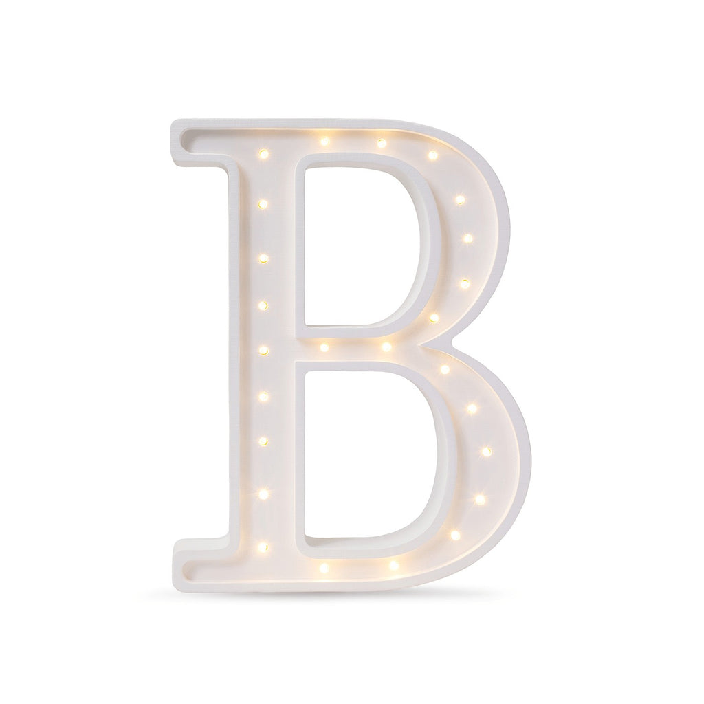 softly glowing letter b night light casting a warm, comforting glow on a nursery shelf