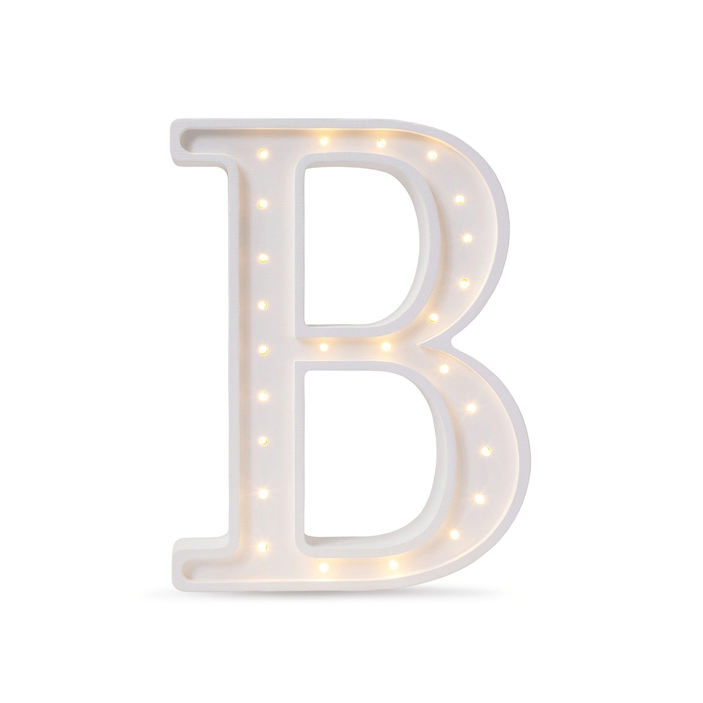 softly glowing letter b night light casting a warm, comforting glow on a nursery shelf