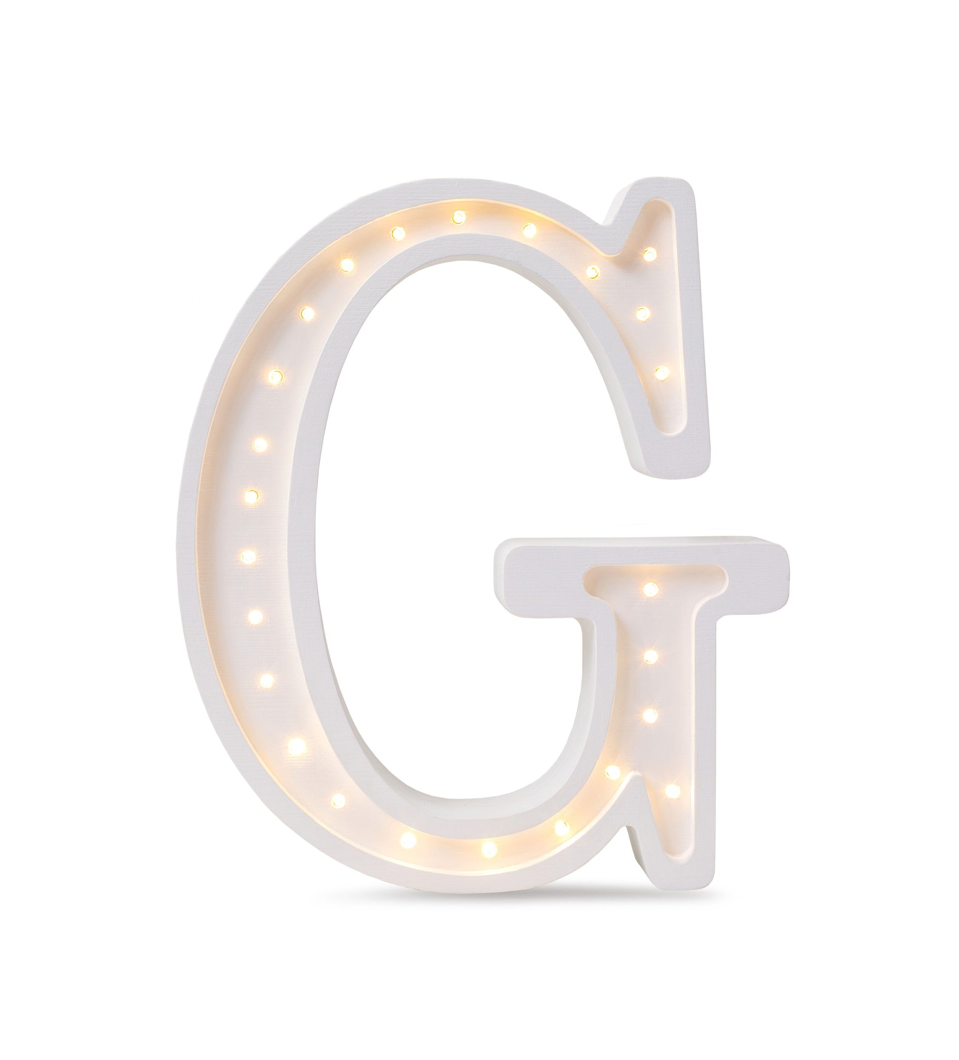 softly glowing wooden letter g lamp casting a warm comforting light on a nightstand