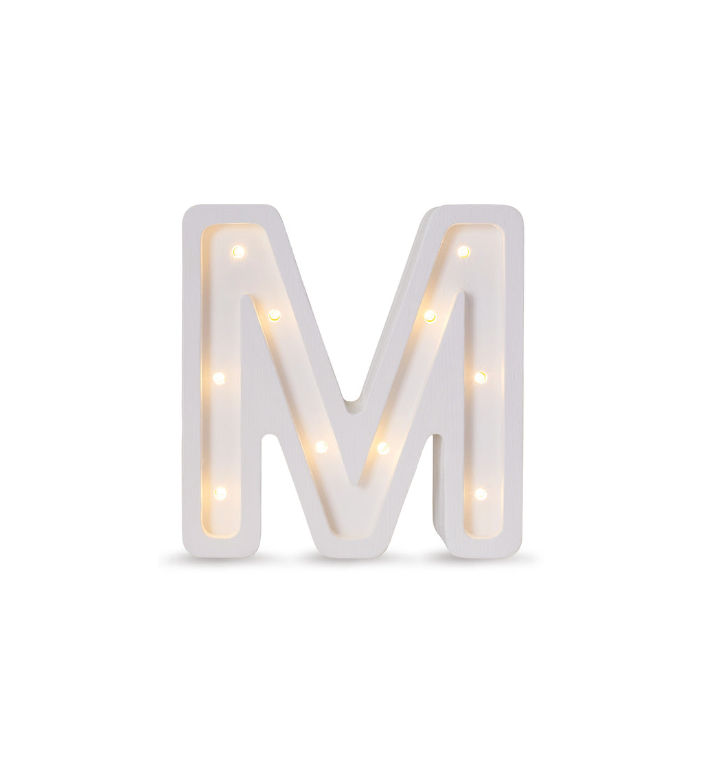 bold and confident little lights m letter lamp glowing in a dark nursery setting