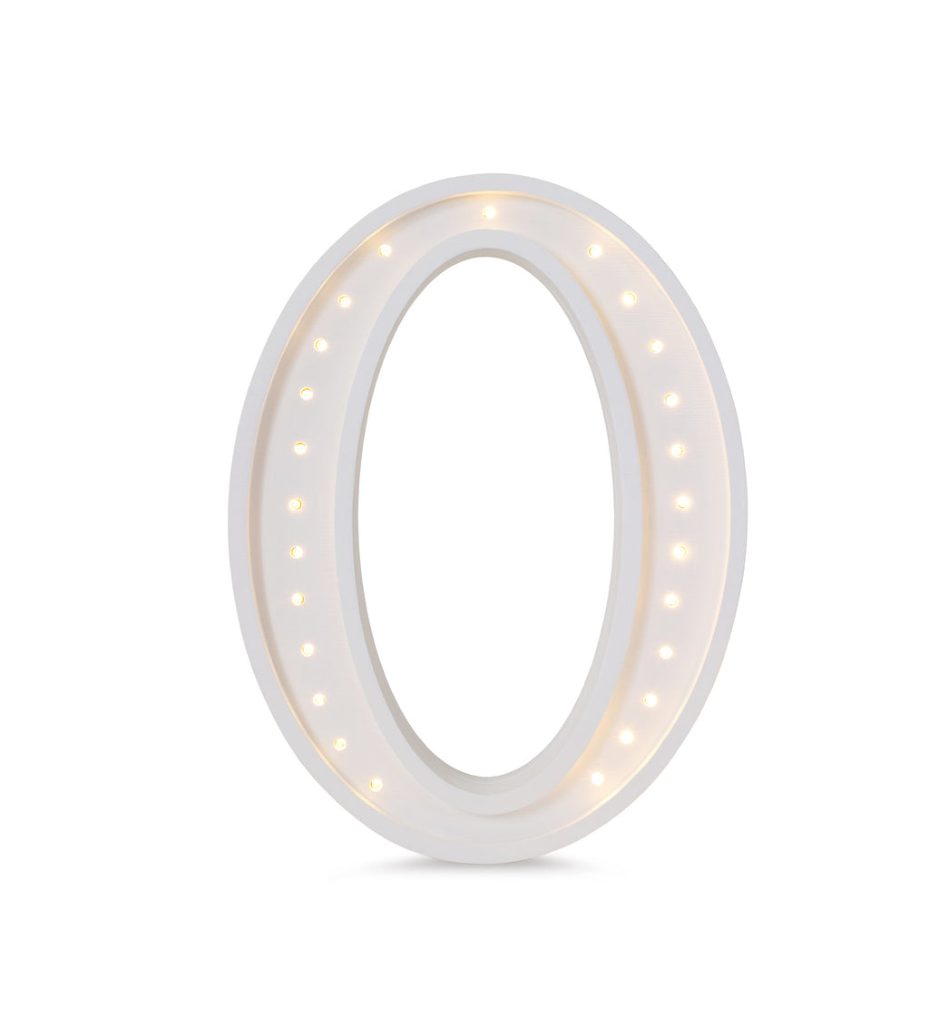 a soft-glow letter o lamp casting a warm, comforting light on a nursery shelf