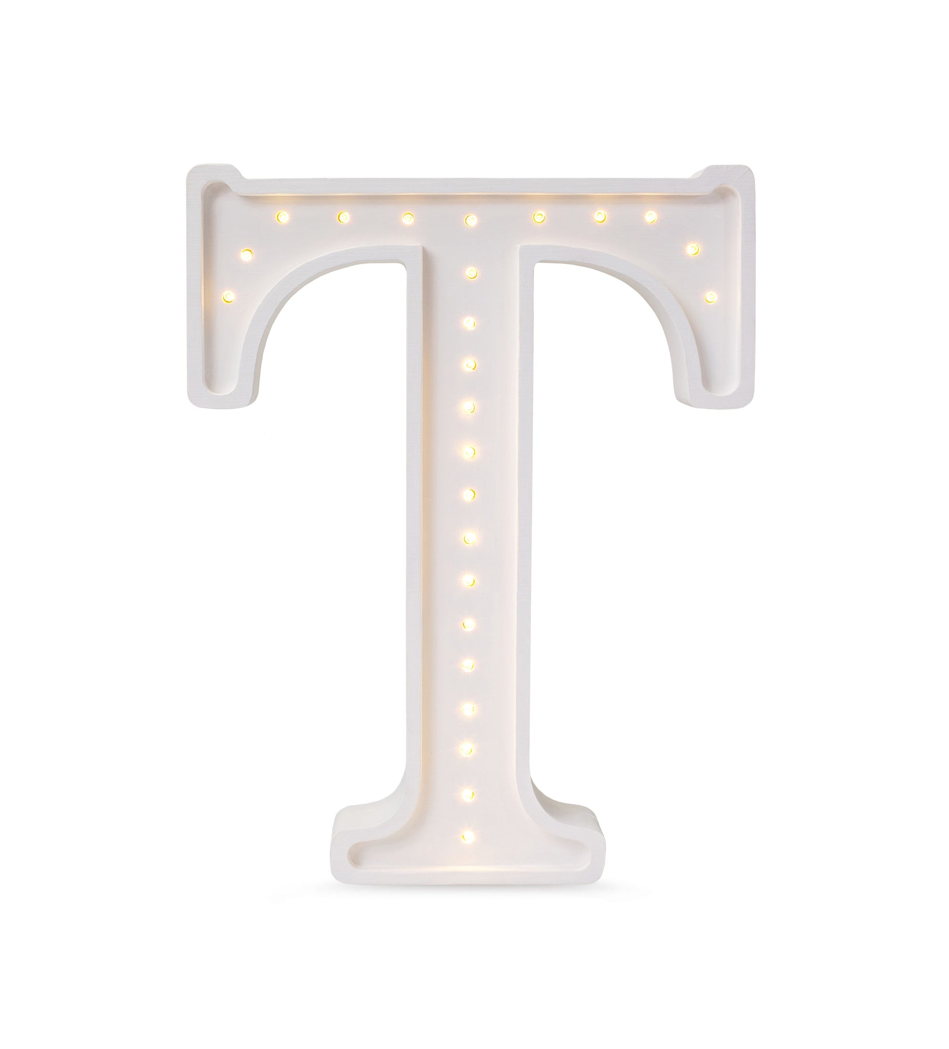 a soft-glow letter t lamp casting a warm, comforting light on a child's nightstand