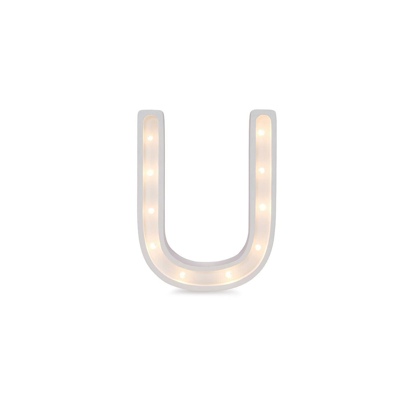 bold solid pinewood letter u lamp casting a warm glow in a child's room