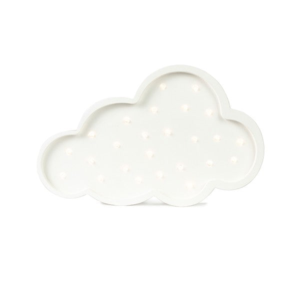 playful handmade cloud lamp glowing warmly on a wooden shelf in a child's room