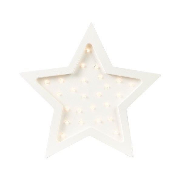 bold artisan-made pine star lamp glowing confidently on a dark wood surface