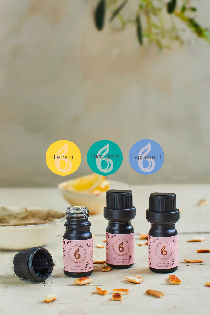 Live Calm Essential Oil Set with Peppermint, Lemon and Eucalyptus