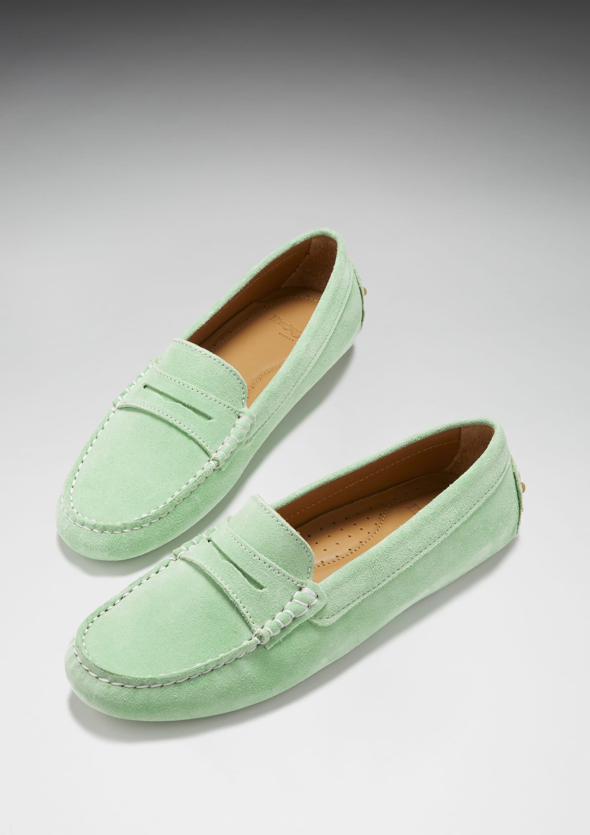 Women's Penny Driving Loafers in Lagoon Green Suede