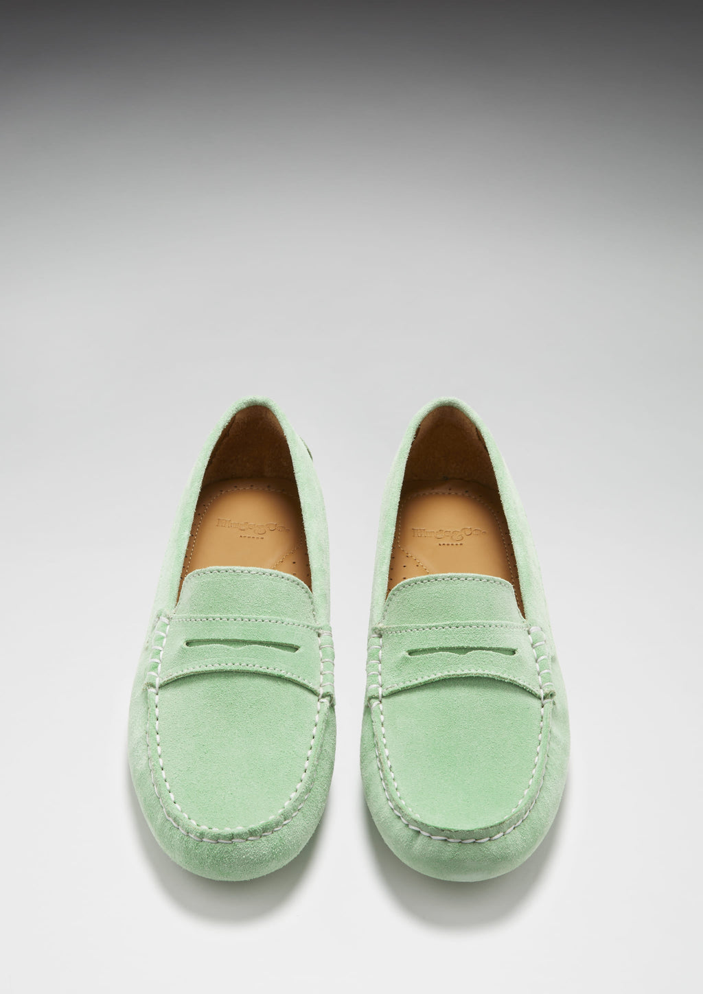 Women's Penny Driving Loafers in Lagoon Green Suede