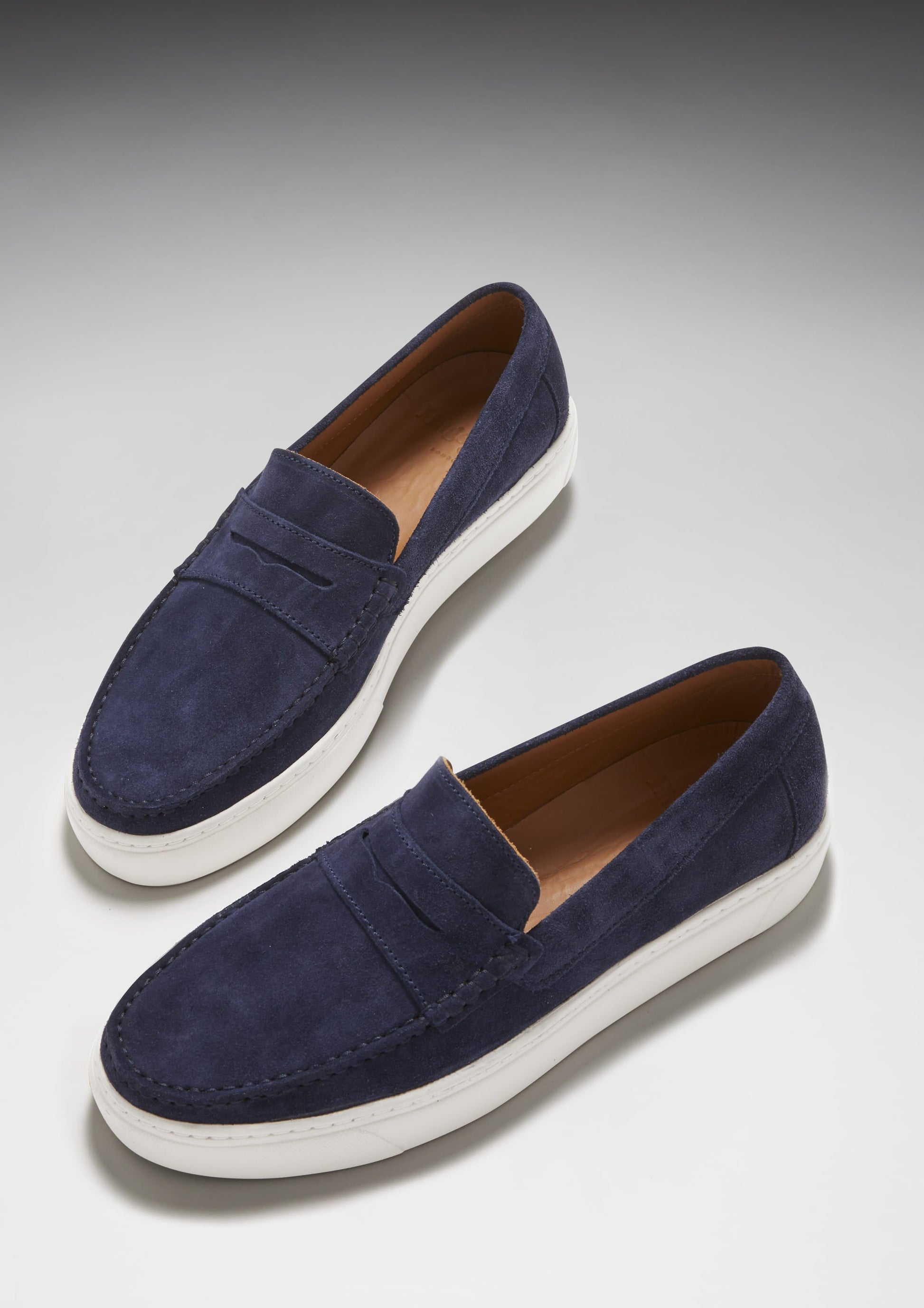 Navy Blue Suede Slip On Sneaker Loafers