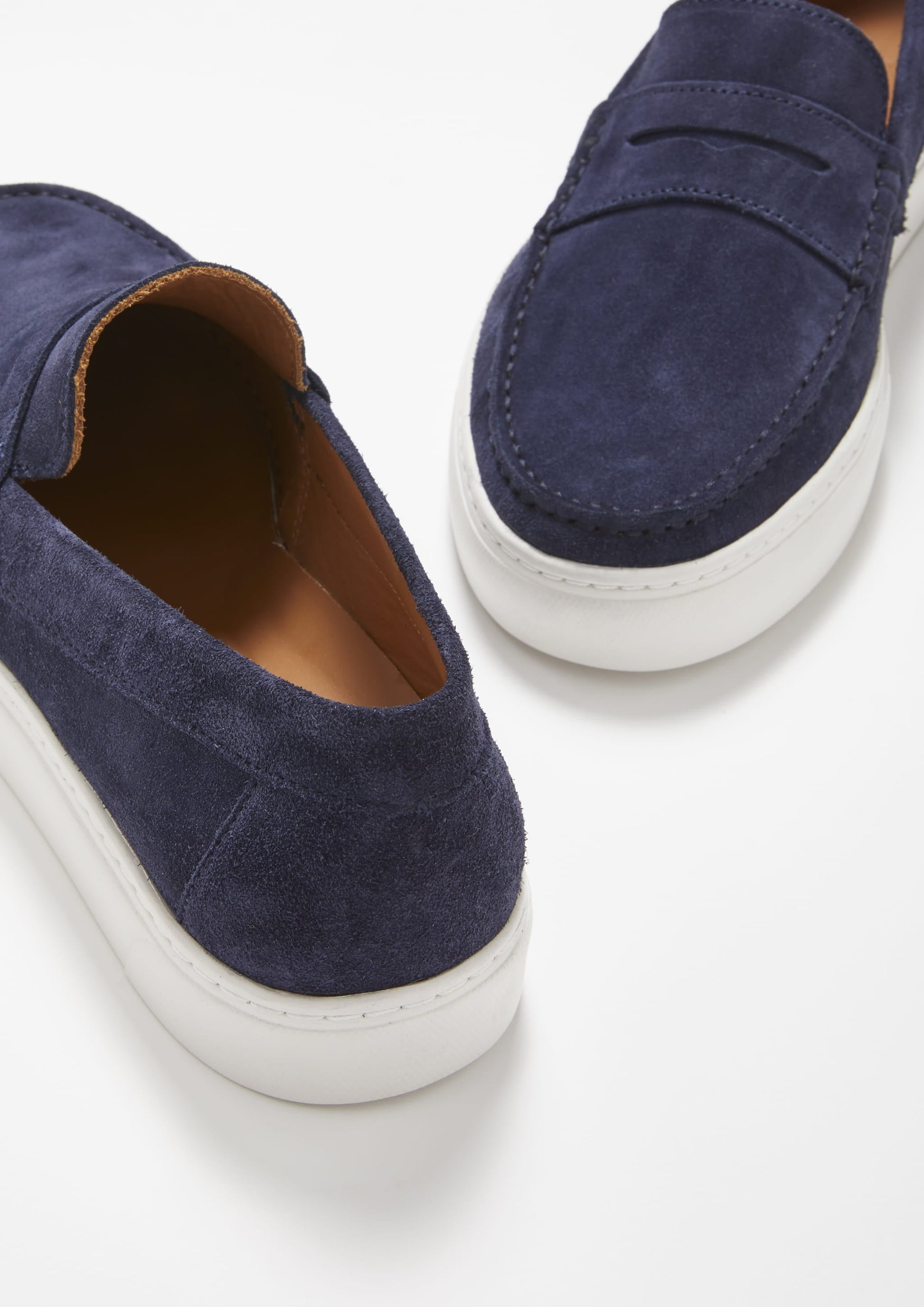 Navy Blue Suede Slip On Sneaker Loafers