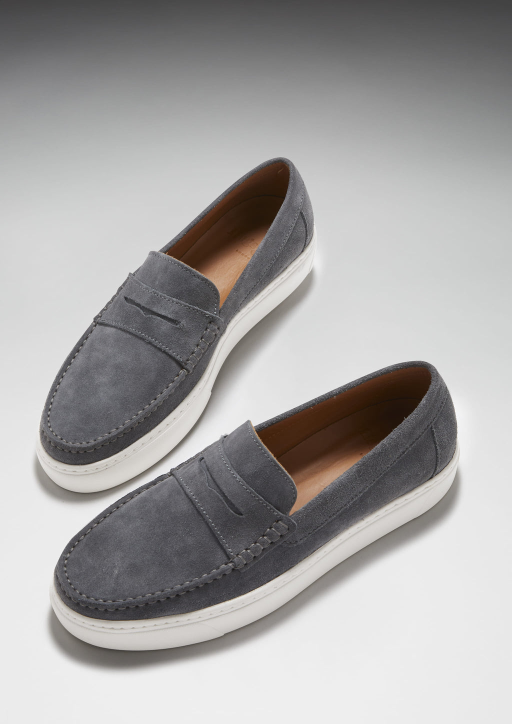 Slip On Sneaker Loafers in Slate Grey Suede